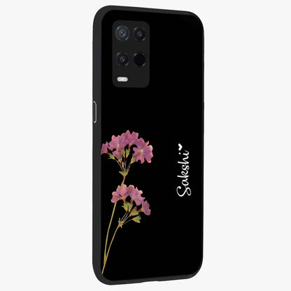 Riching Lavender Flower Custom Name Glass Case upright view showcasing elegant lavender floral artwork with personalized aesthetic.