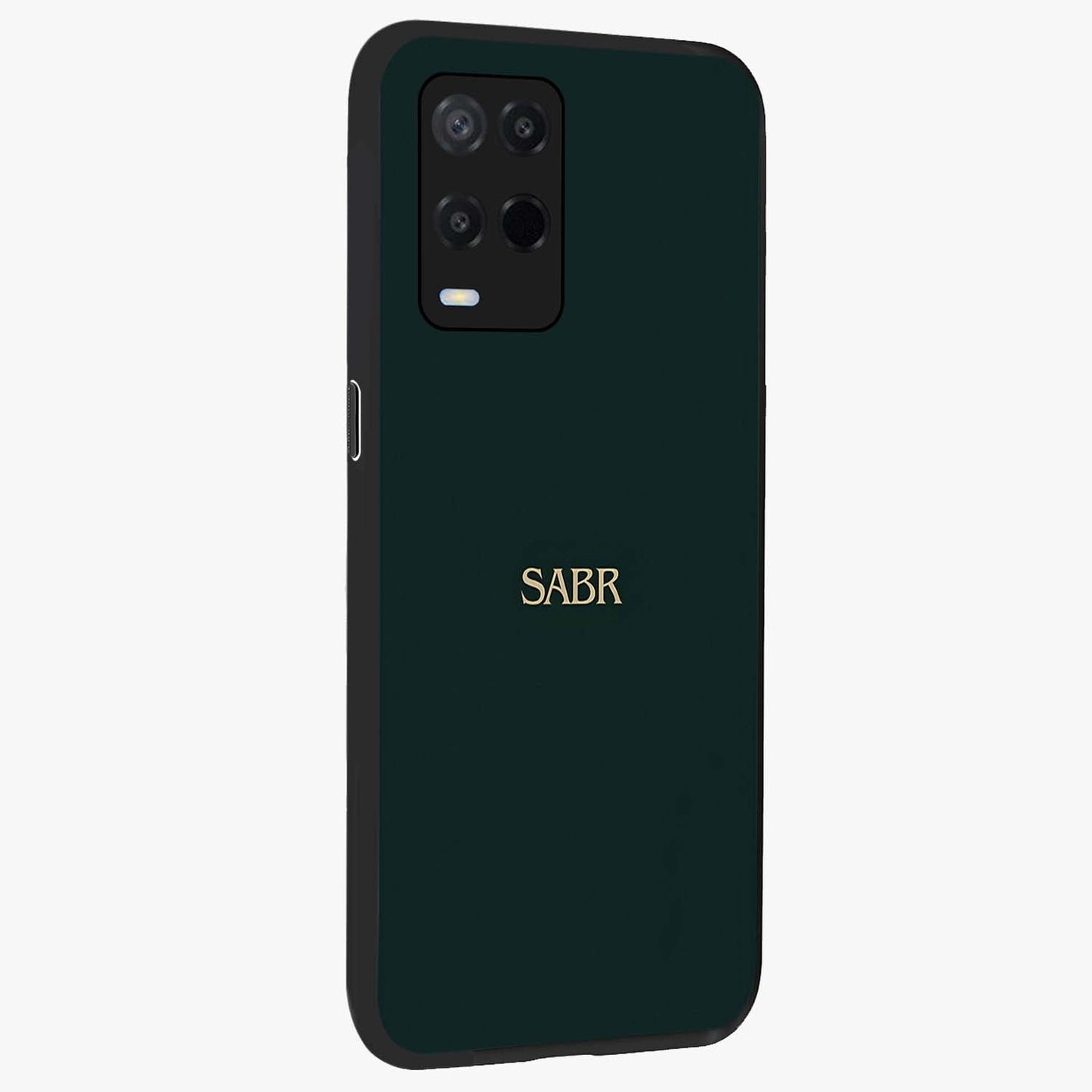Sabr Minimal Patience Glass Case upright view showcasing calm minimalist artwork with motivational patience theme.