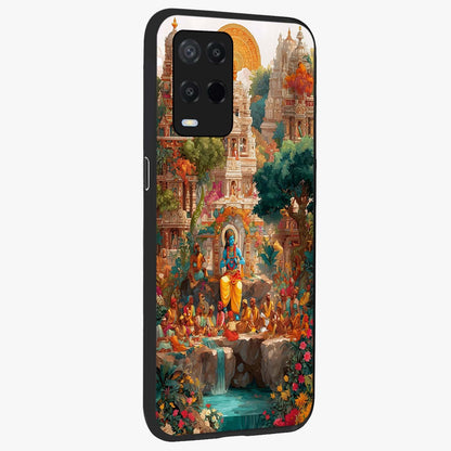 Sacred Sunlight Gods Glass Case upright view showcasing glowing divine artwork with sacred mythological theme.