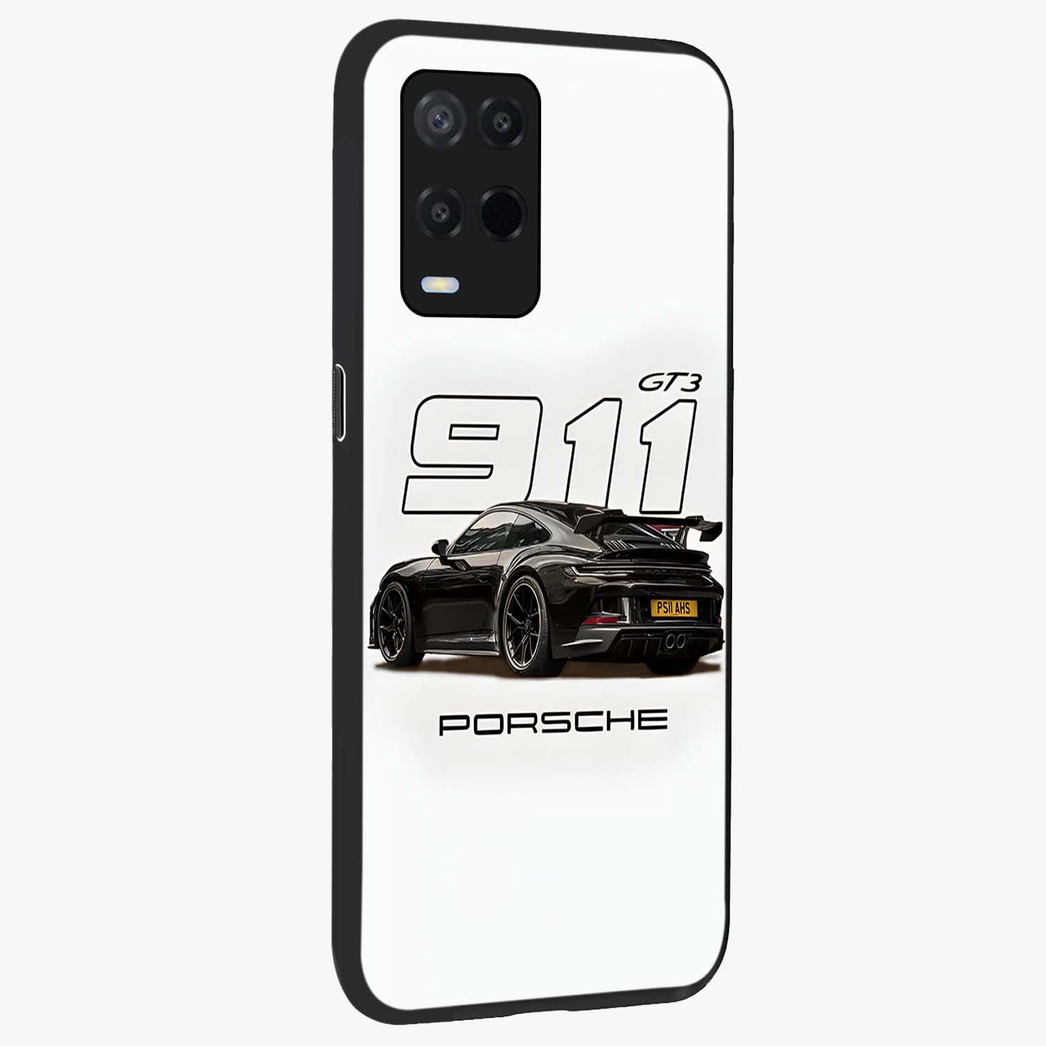 Turbo Legacy Icon Glass Case upright view showcasing bold racing inspired artwork with classic car theme.