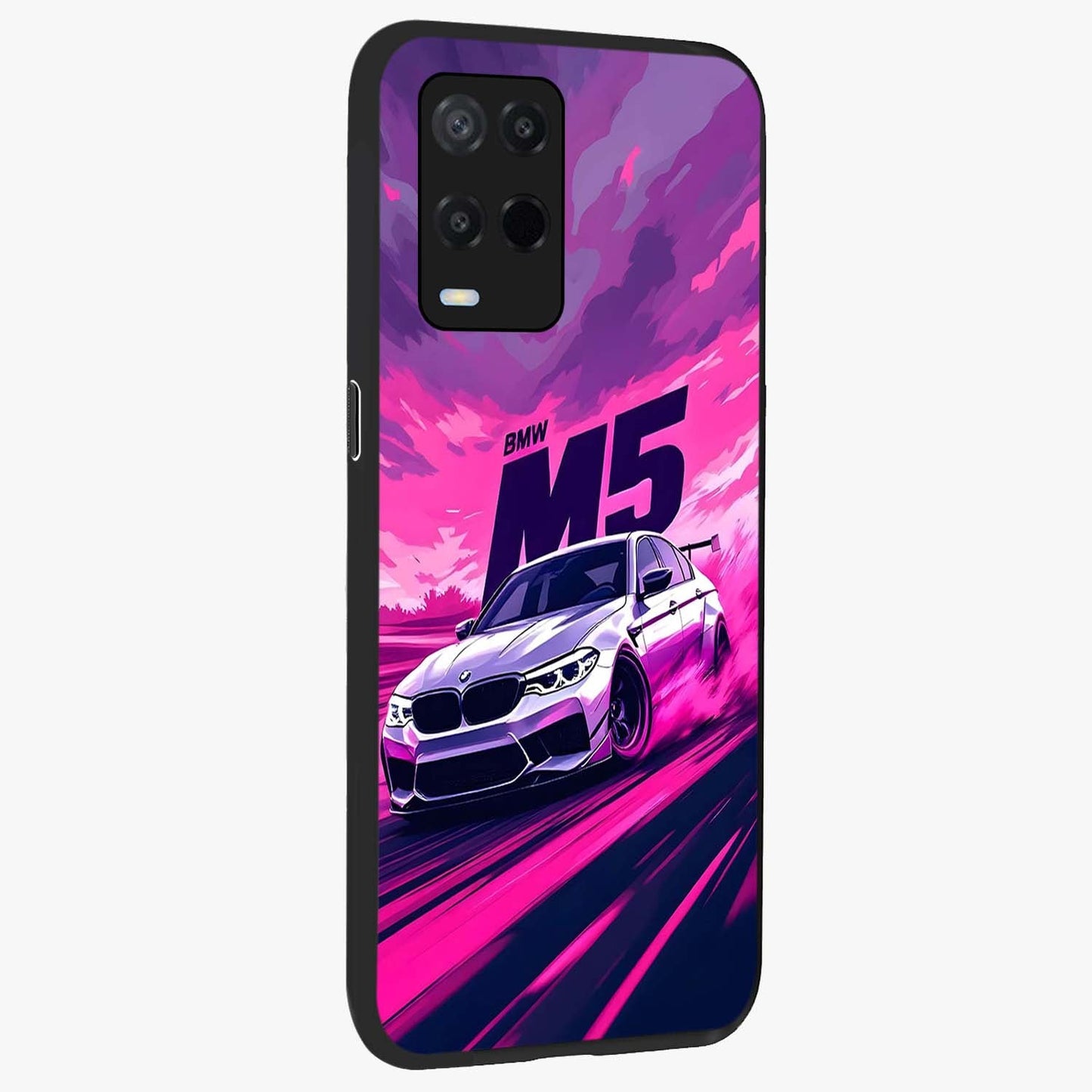 Velocity Drift Pulse Glass Case upright view showcasing powerful racing artwork with energetic motorsport theme.