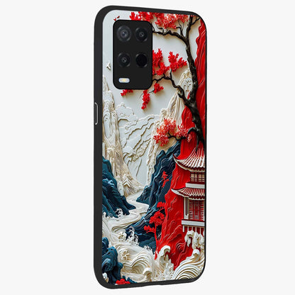 Whispers Of Sakura Waves Glass Case upright view showcasing delicate cherry blossom artwork with elegant nature theme.