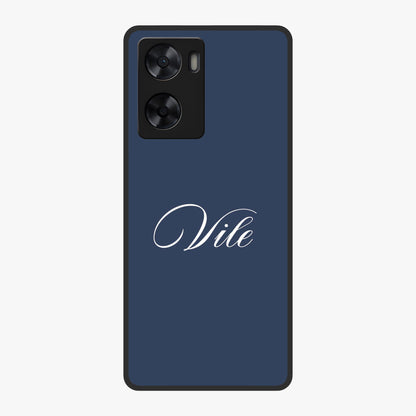 Blue Background Personalized Custom Name Glass Case showing flat back view with minimal blue background and custom name design.