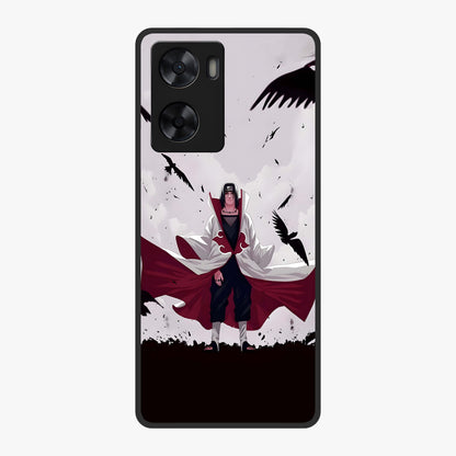 Crimson Crow Ascension Glass Case showing flat back view with mystical crow artwork and glossy glass finish.