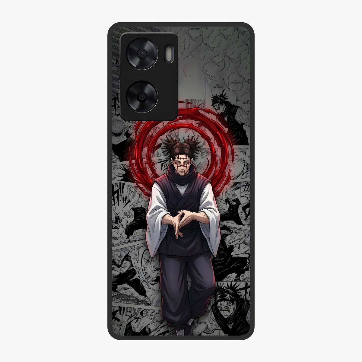 Cursed Ritual Ascension Glass Case showing flat back view with dark ritual themed artwork and glossy glass finish.