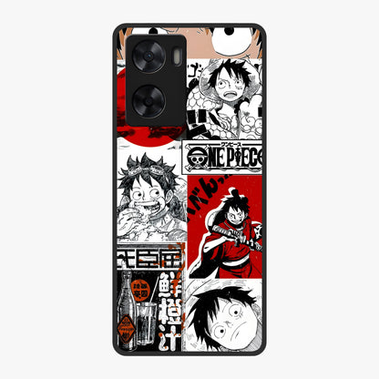 Strawhat Chaos Panels Glass Case showing flat back view with anime inspired chaos panel artwork and glossy glass finish.