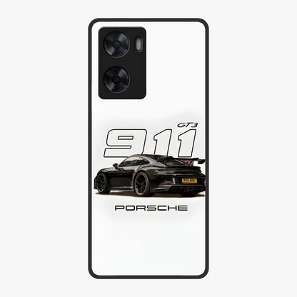 Turbo Legacy Icon Glass Case showing flat back view with iconic sports car inspired artwork and glossy glass finish.