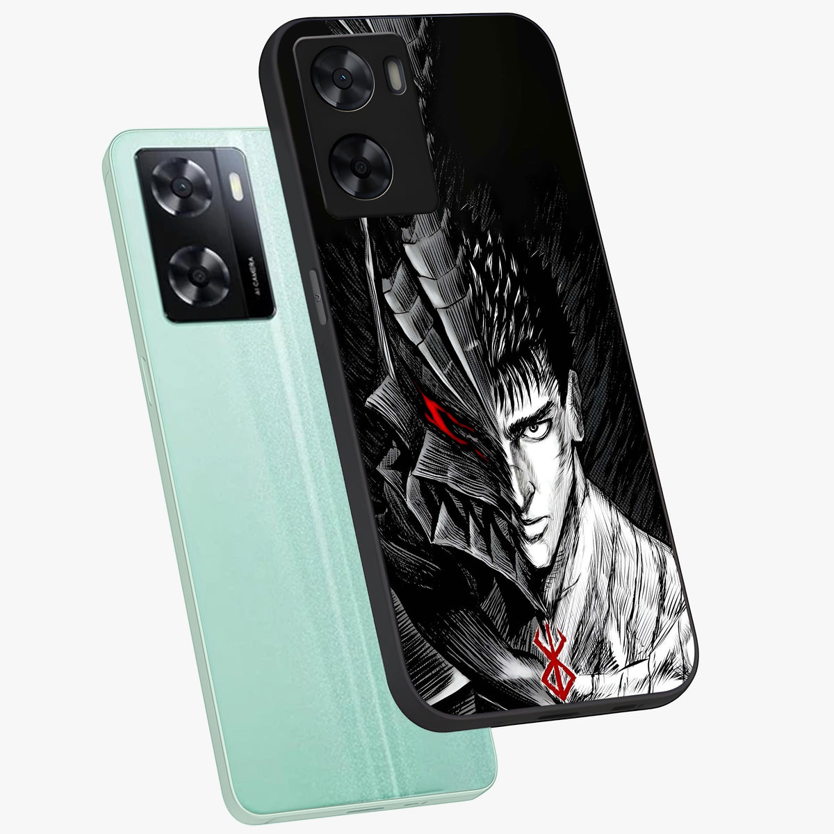 Berserker Blood Oath Glass Case displayed in angled mockup highlighting dark fantasy graphic design and powerful theme.