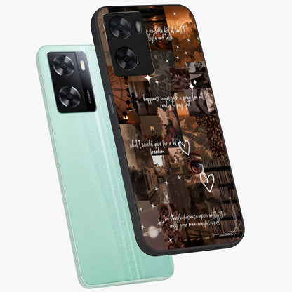 Bittersweet Aesthetic Chaos Glass Case displayed in angled mockup highlighting expressive abstract artwork and edgy aesthetic theme.
