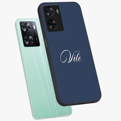 Blue Vintage Floral Pattern Glass Case showing flat back view with elegant vintage floral artwork and glossy glass finish.