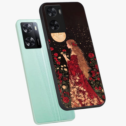 Crimson Dreams Glass Case displayed in angled mockup highlighting soft crimson aesthetic design with artistic theme.