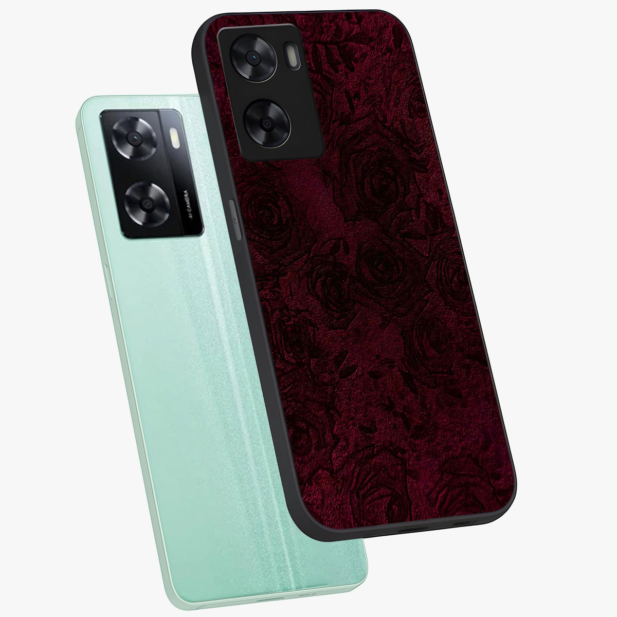 Crimson Fade Flow Glass Case displayed in angled mockup highlighting smooth gradient design with modern aesthetic style.