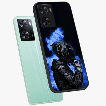 Cyber Sentinel Protocol Glass Case displayed in angled mockup highlighting digital cyber design with sci-fi aesthetic style.