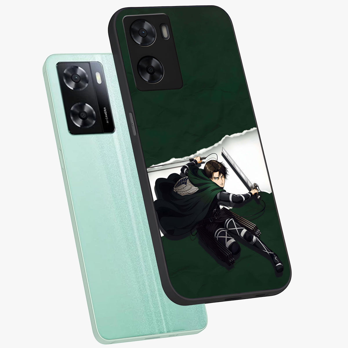 Emerald War Vanguard Glass Case displayed in angled mockup highlighting intense battle inspired design with emerald tone aesthetic.