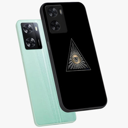 Illuminati Evil Glass Case displayed in angled mockup highlighting dark occult inspired design with bold aesthetic style.