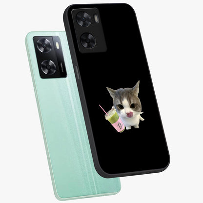 Matcha Cat Style Glass Case displayed in angled mockup highlighting playful feline design with pastel matcha aesthetic.