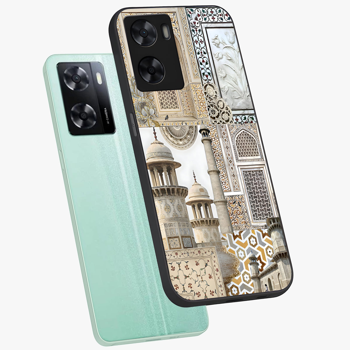 Mughal Marble Legacy Glass Case displayed in angled mockup highlighting elegant heritage marble artwork with royal aesthetic.