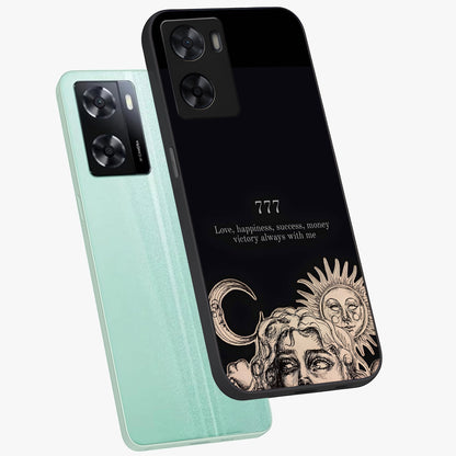 Mystic Victory Aura Glass Case displayed in angled mockup highlighting energetic aura design with bold mystical aesthetic.