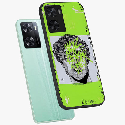 Neo Graffiti Rebellion Glass Case displayed in angled mockup highlighting urban street art design with rebellious aesthetic.