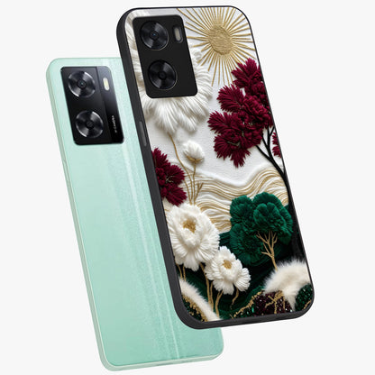 Radiant Bloom Elegance Glass Case displayed in angled mockup highlighting graceful floral design with radiant aesthetic style.