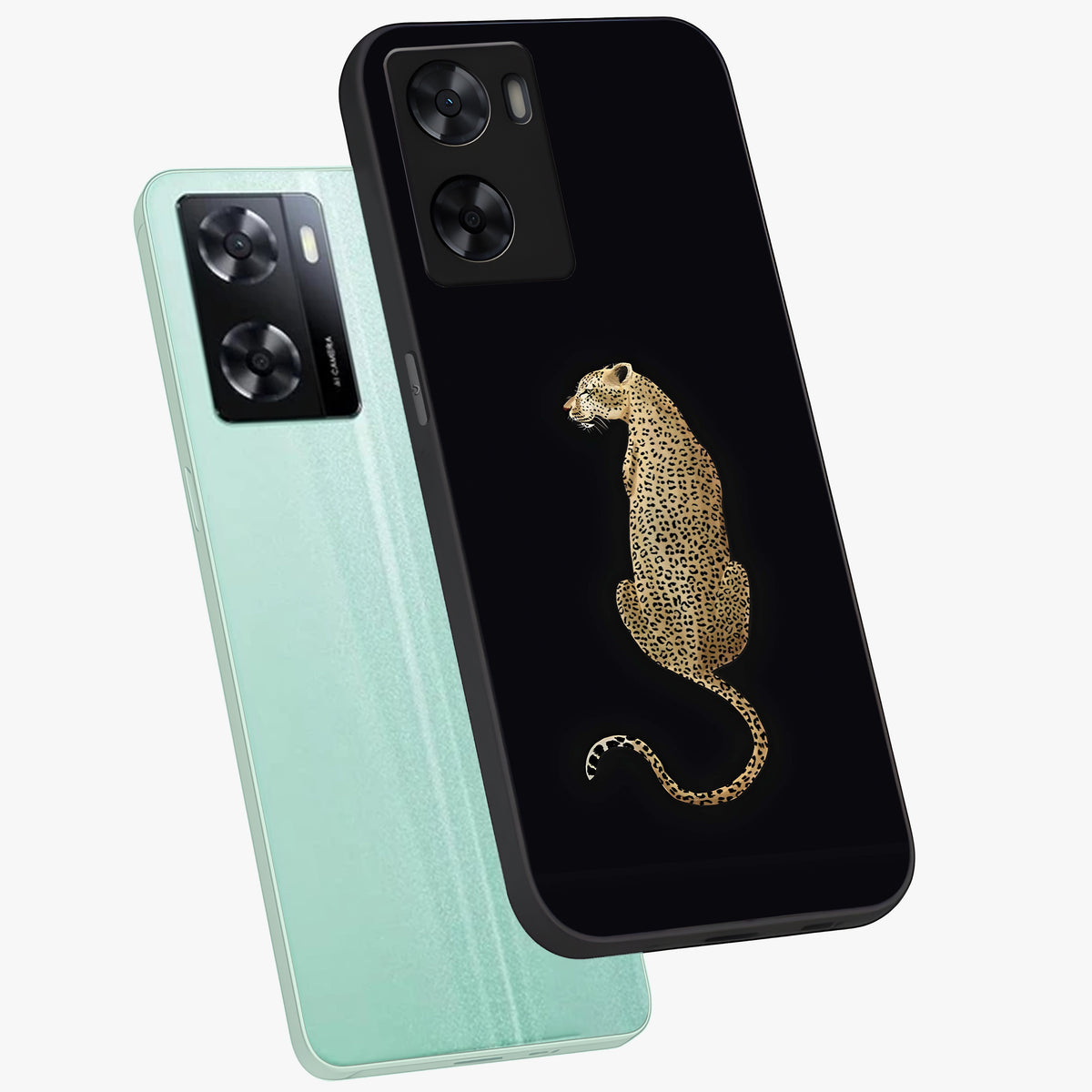 Regal Leopard Glass Case displayed in angled mockup highlighting powerful animal illustration with stylish wild aesthetic.