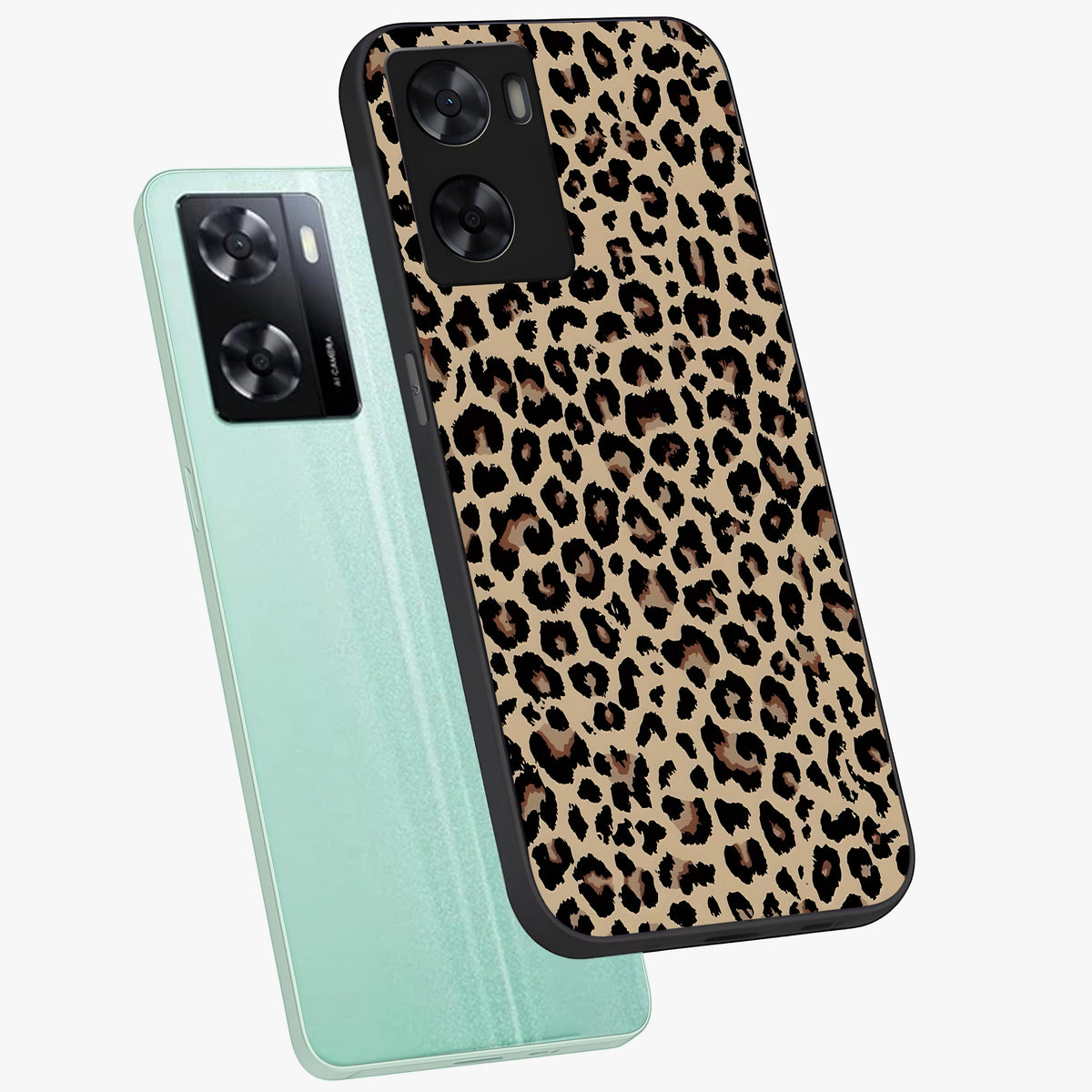 Savage Chic Pattern Glass Case displayed in angled mockup highlighting bold fashion inspired design with chic aesthetic.