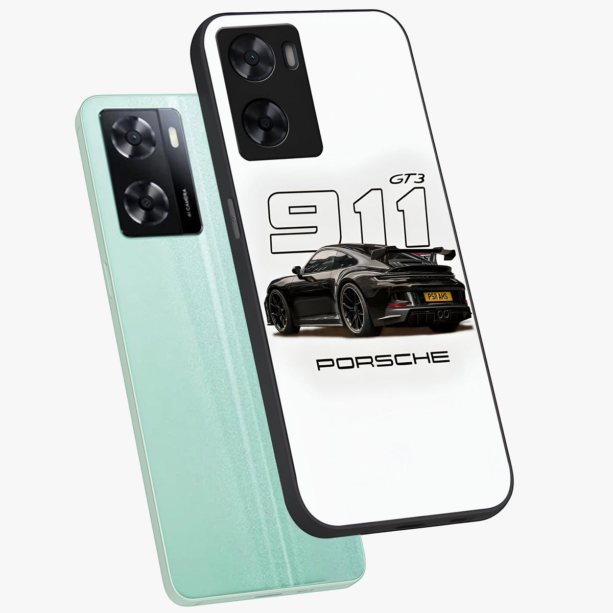 Turbo Legacy Icon Glass Case displayed in angled mockup highlighting dynamic automotive design with performance aesthetic.