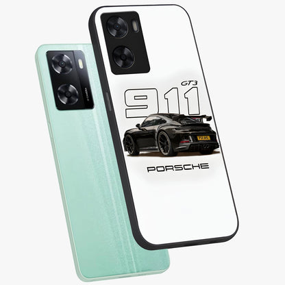 Turbo Legacy Icon Glass Case displayed in angled mockup highlighting dynamic automotive design with performance aesthetic.