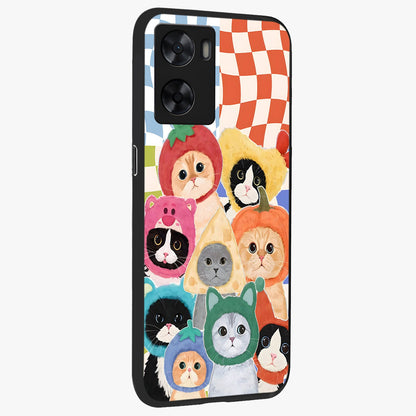 Cats in Fruits Glass Case upright view showcasing charming cat artwork with fun fruity theme.