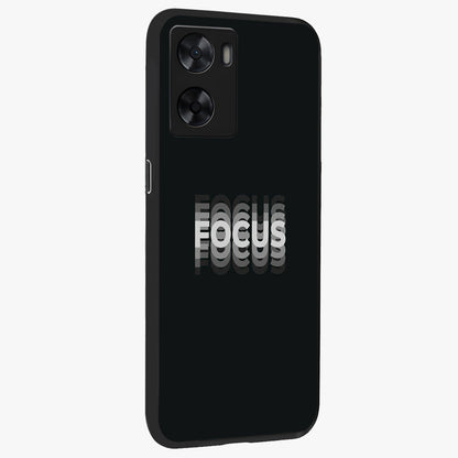 Focus Mode On Glass Case upright view showcasing strong typography statement with sleek motivational theme.