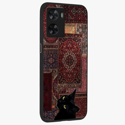Regal Magic Cat Apple Glass Case upright view showcasing charming cat artwork with playful magical theme.