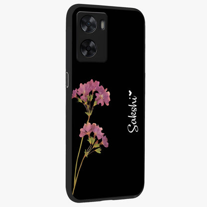 Riching Lavender Flower Custom Name Glass Case upright view showcasing elegant lavender floral artwork with personalized aesthetic.