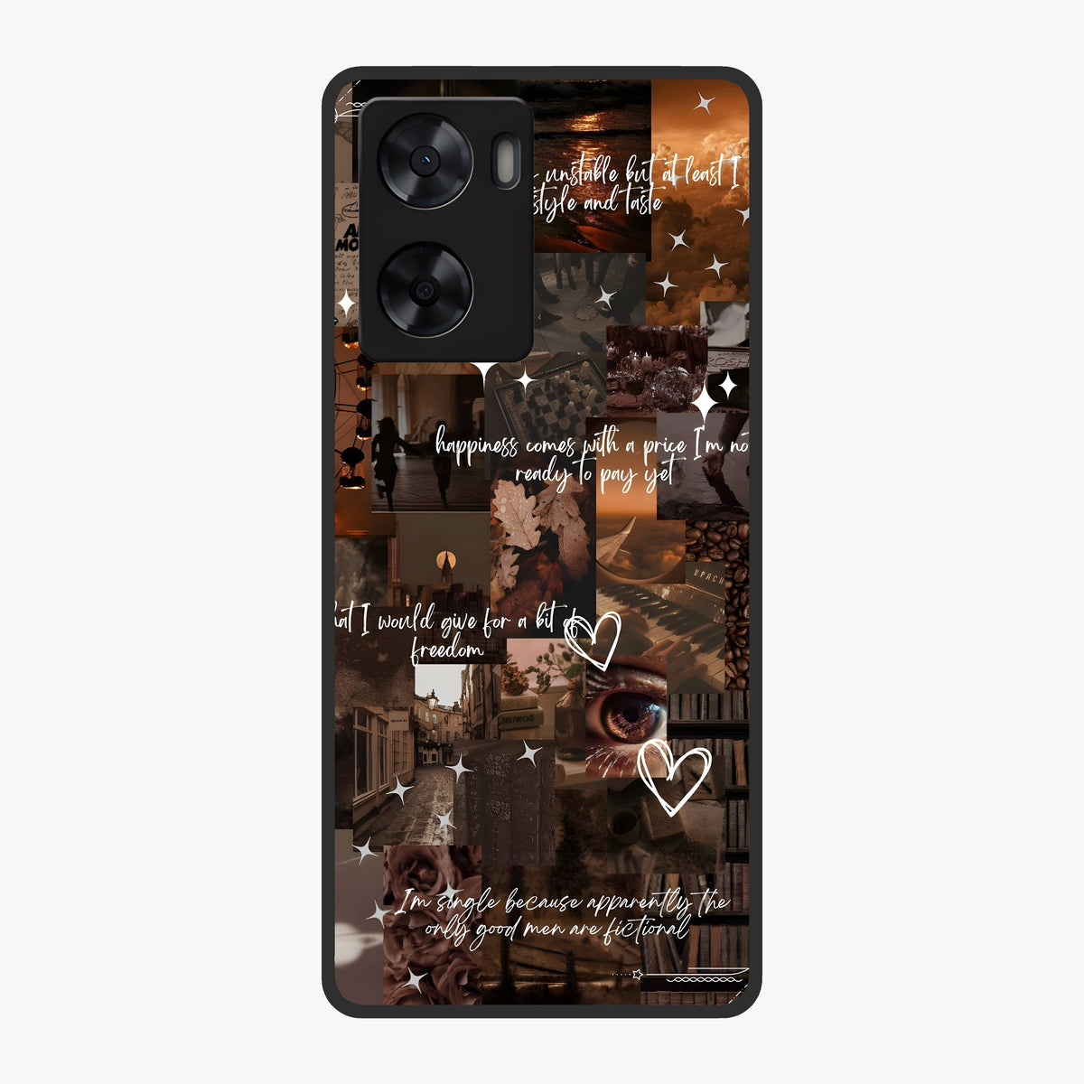 Bittersweet Aesthetic Chaos Glass Case showing flat back view with artistic chaotic aesthetic design and glossy glass finish.