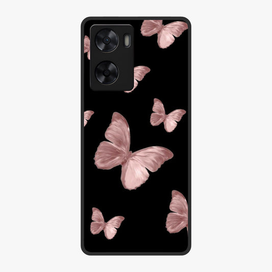 Butterfly Pattern Glass Case showing flat back view with elegant butterfly pattern artwork and glossy glass finish.