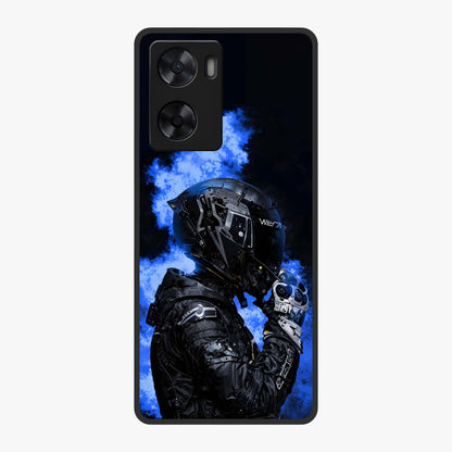 Cyber Sentinel Protocol Glass Case showing flat back view with futuristic cyber themed artwork and glossy glass finish.