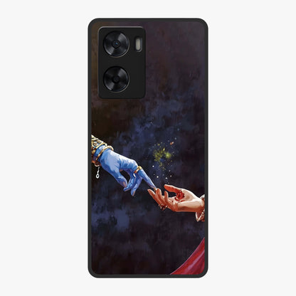 Divine Touch Eternal Glass Case showing flat back view with spiritual themed artwork and glossy glass finish.