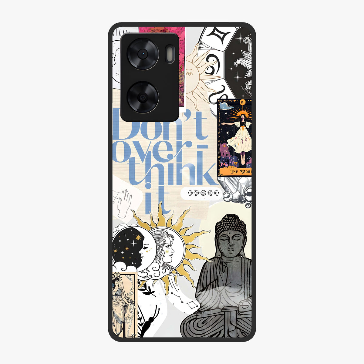 Ethereal Thoughts Glass Case showing flat back view with dreamy artistic artwork and glossy glass finish.