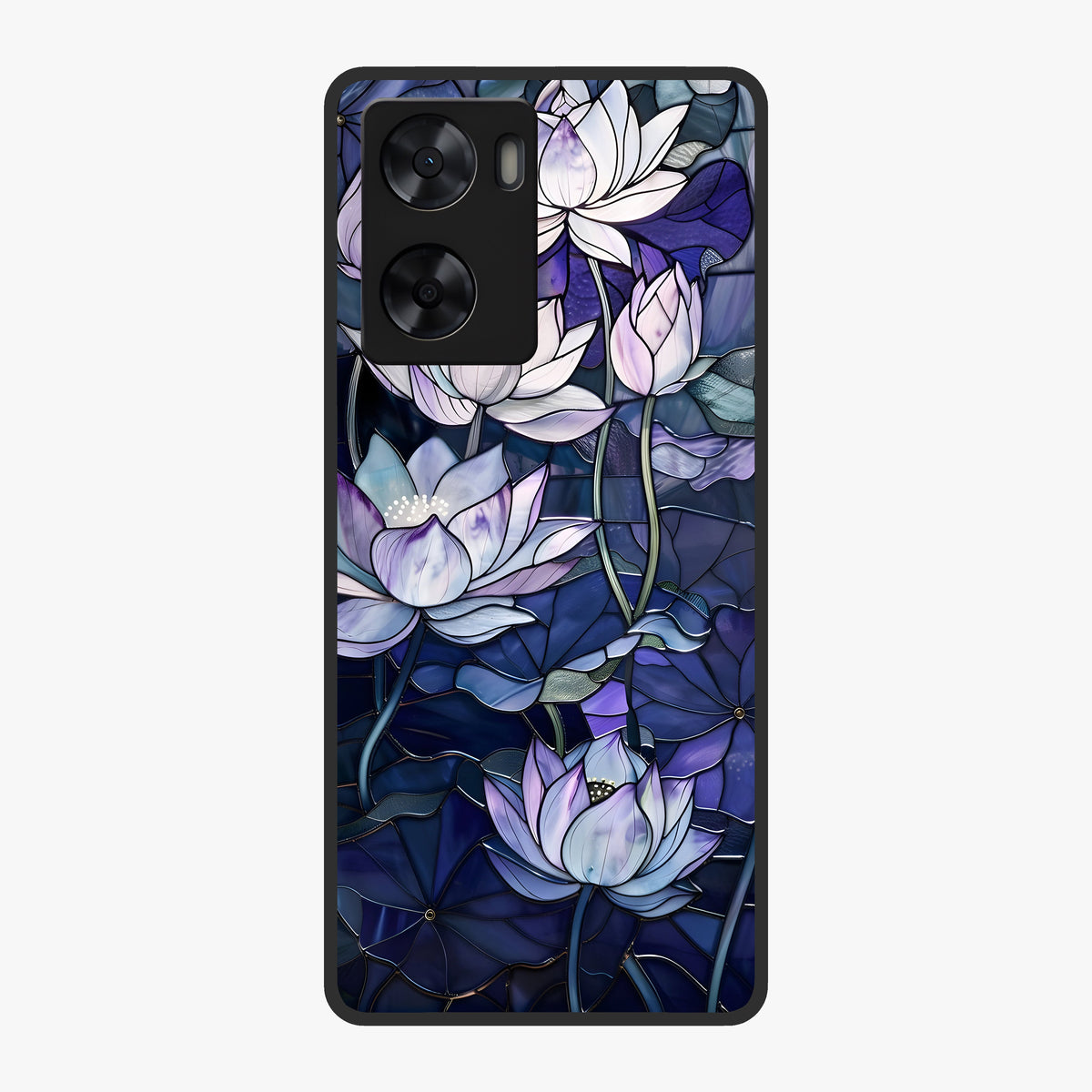 Gloss Petal Rush Glass Case showing flat back view with glossy flower petal artwork and smooth glass finish.