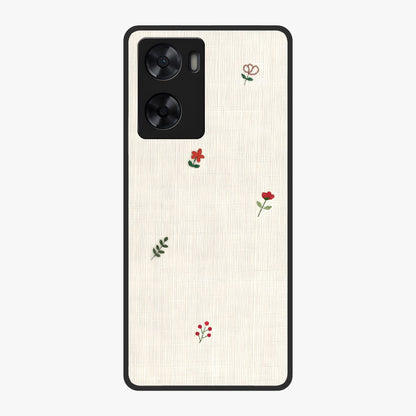 Minimal Petal Whispers Glass Case showing flat back view with soft minimal floral artwork and glossy glass finish.
