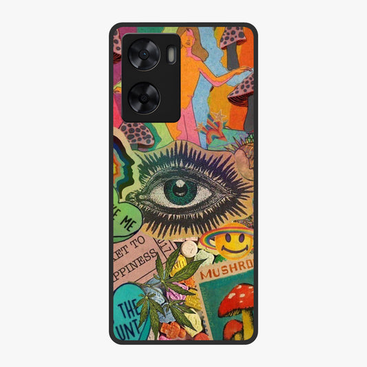 Mystic Eye Wonderland Glass Case showing flat back view with mystical eye themed artwork and glossy glass finish.