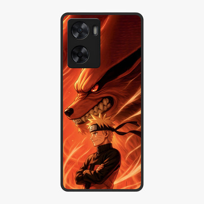 Nine Tails Legacy Glass Case showing flat back view with powerful nine-tailed fox inspired artwork and glossy glass finish.