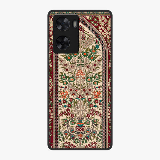 Persian Inspired Glass Case showing flat back view with ornate Persian style pattern artwork and glossy glass finish.