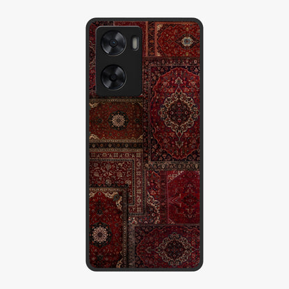 Persian Velvet Tale Glass Case showing flat back view with luxurious Persian velvet pattern artwork and glossy glass finish.