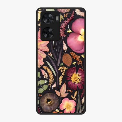 Petal Dream Tapestry Glass Case showing flat back view with intricate floral tapestry artwork and glossy glass finish.
