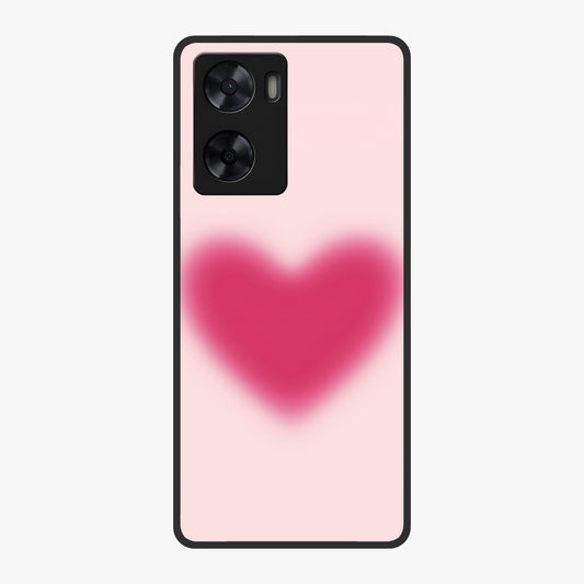 Pink Aura Heart Glass Case showing flat back view with glowing heart artwork and glossy glass finish.
