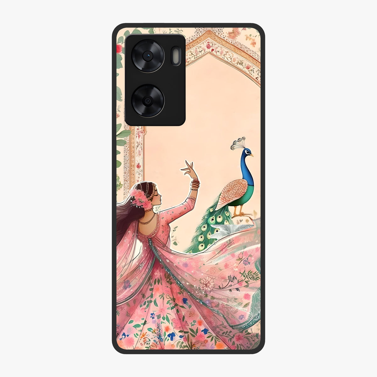 Royal Grace Muse Glass Case showing flat back view with elegant artistic artwork and glossy glass finish.