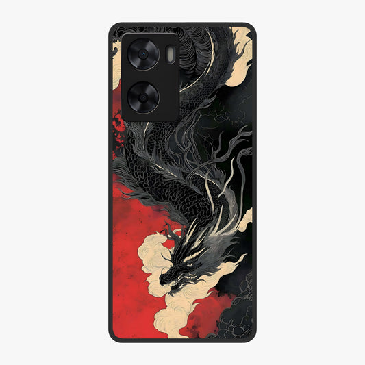 Shadow Dragon Fury Glass Case showing flat back view with fierce dragon artwork and glossy glass finish.