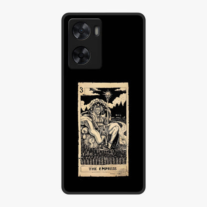 The Empress Glass Case showing flat back view with regal feminine artwork and glossy glass finish.