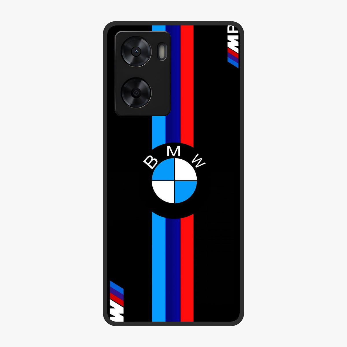 Turbo BMW Beast Glass Case showing flat back view with high performance sports car artwork and glossy glass finish.