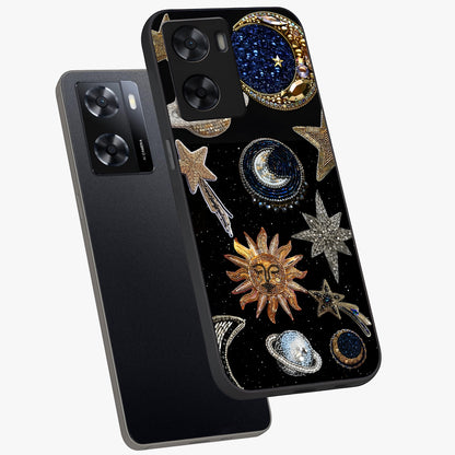 Celestial Gem Constellations Glass Case displayed in angled mockup highlighting gemstone inspired constellation design.